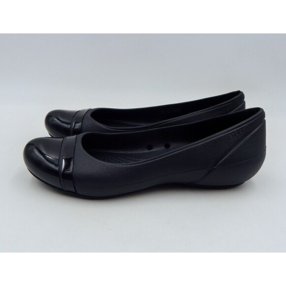 Crocs Women's Gianna Alice Black Ballet Flats Black Cap Toe Shoe Size 8 Slip On - Picture 4 of 13